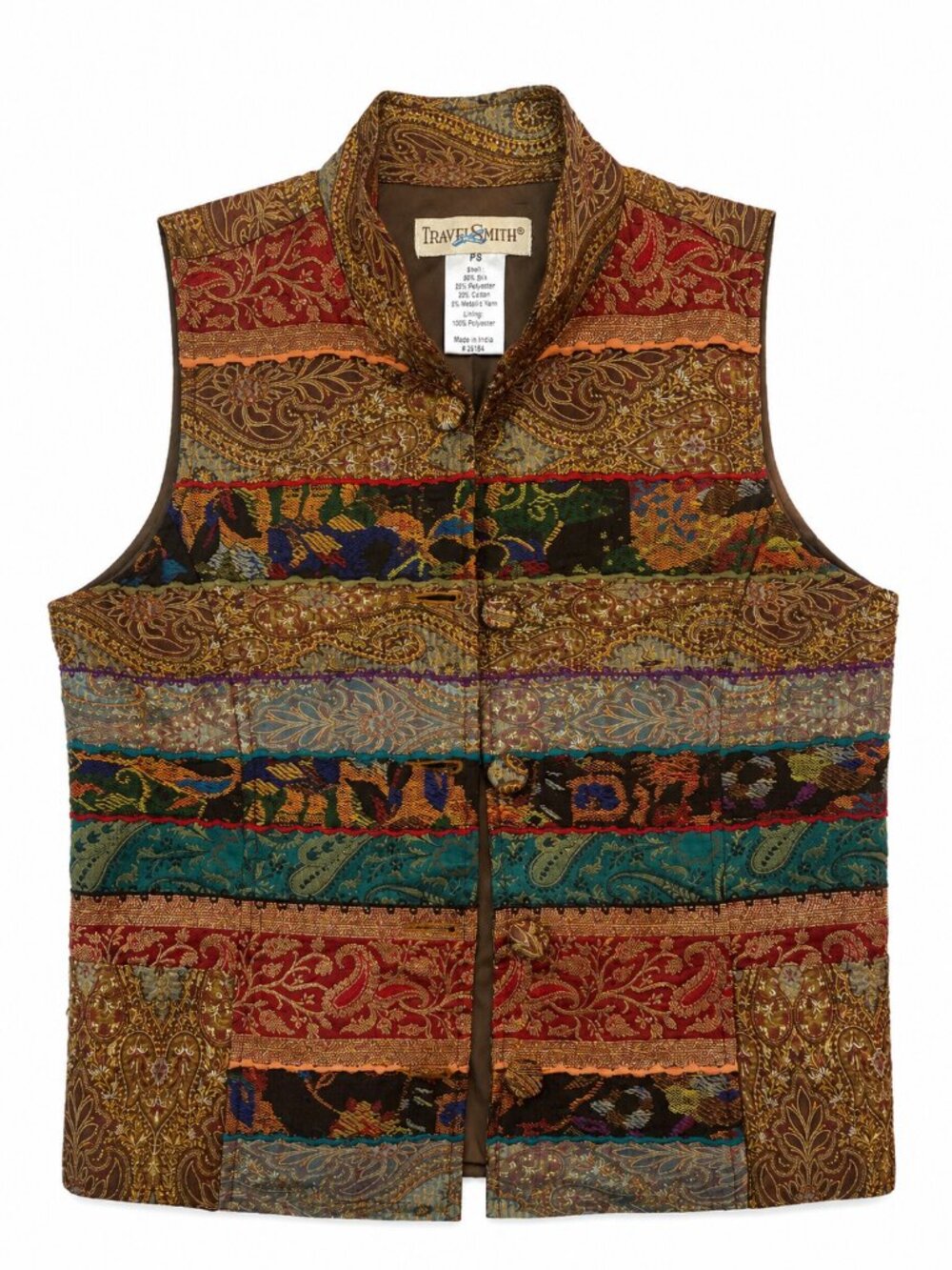 TravelSmith Silk Blend Tapestry Vest Paisley Boho Petite Small